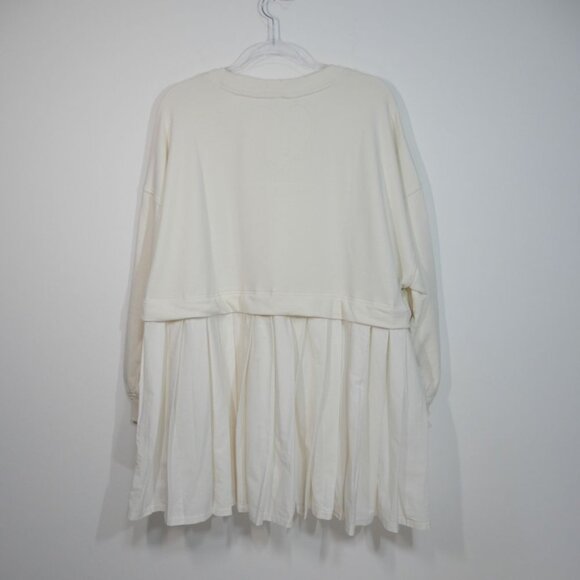 FREE PEOPLE Eleanor Tunic Sweatshirt Mini Dress Size S Oversized Ivory NEW - Picture 11 of 13
